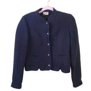 Boos Vintage Austrian Black Boiled Wool Jacket Size 38